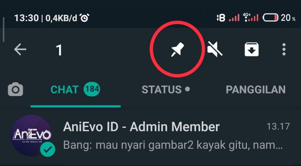 Sematkan Chat ke Bagian Atas