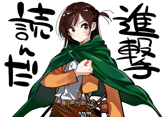 Mangaka Kanojo Okarishimasu Membuat Ilustrasi Chizuru Bertema Attack on Titan!