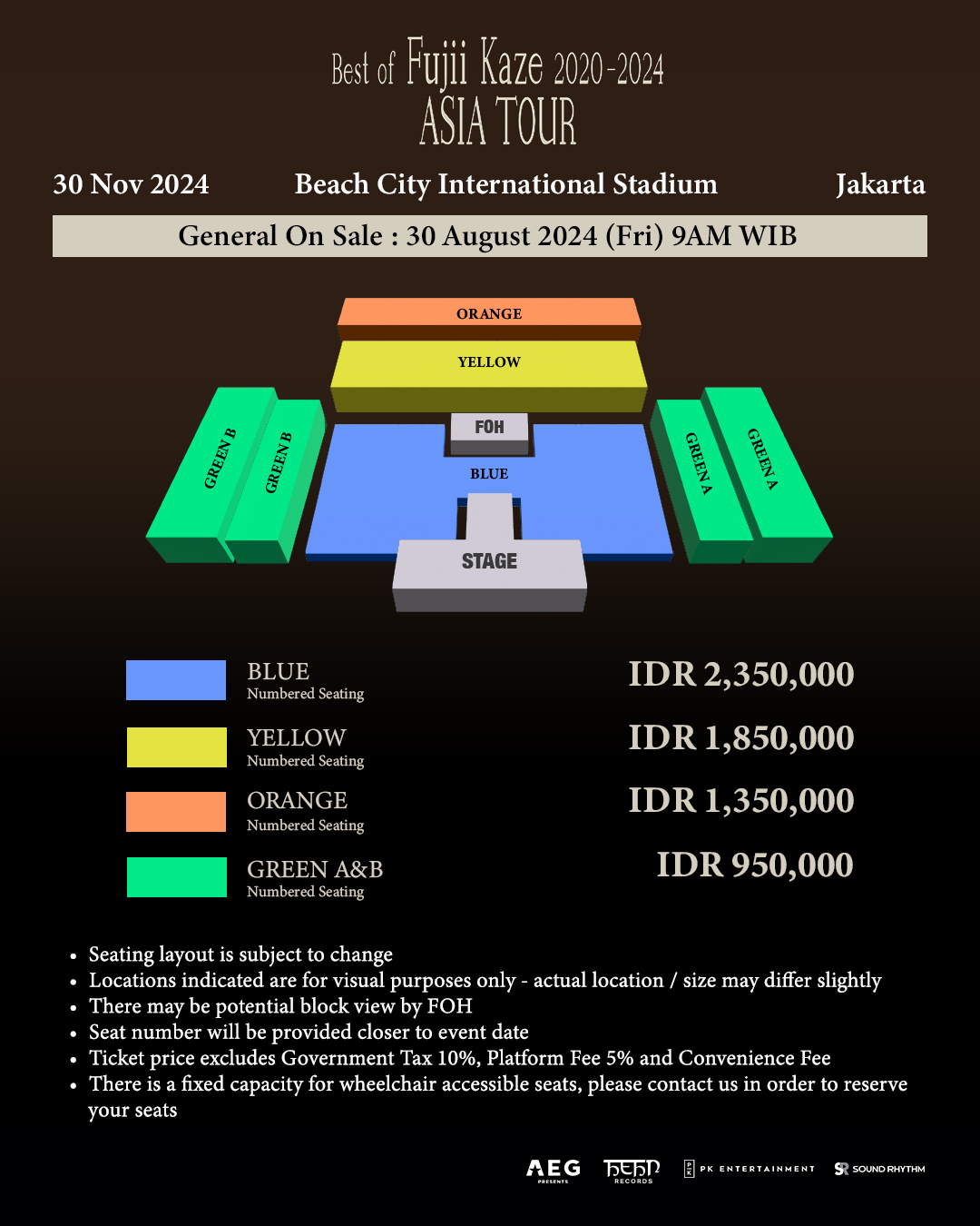 Best of Fujii Kaze 2020 2024 ASIA TOUR di Jakarta Layout Seat Map