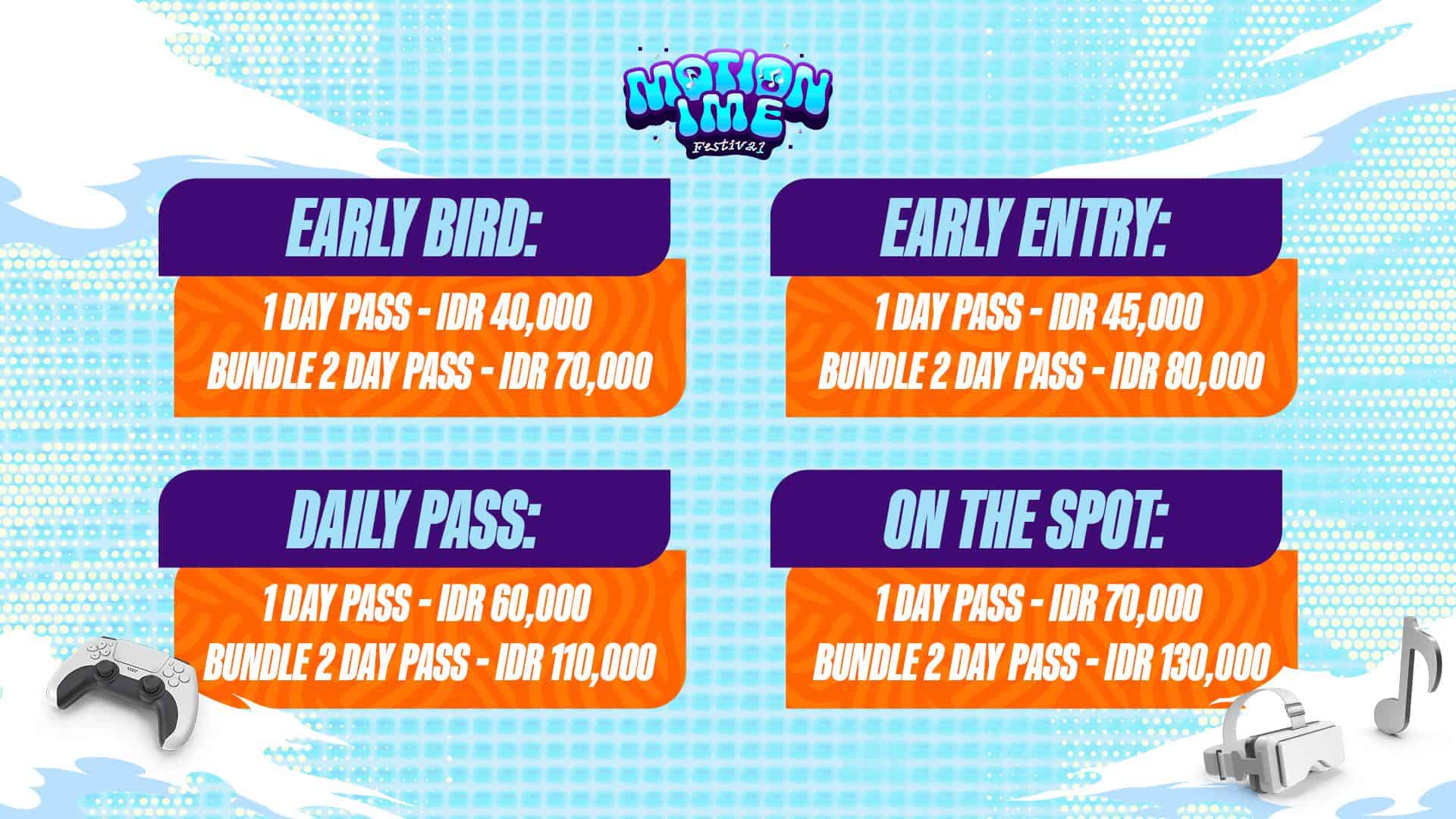 Harga Tiket Early Bird, Entry, Daily Pass, and On The Spot